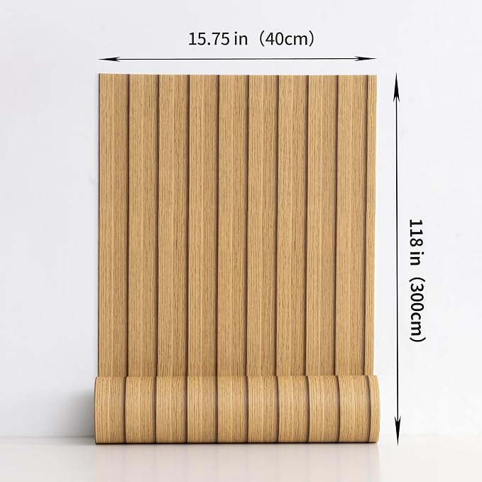 Haimin Wood Grain Slat Wall Panels Peel and Stick Faux Wood Thick Wallpaper - Image 3
