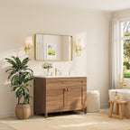 TETOTE Brushed Gold Bathroom Mirror, 40 x 24 Inch Metal Framed Mirror, Brushed - Image 2