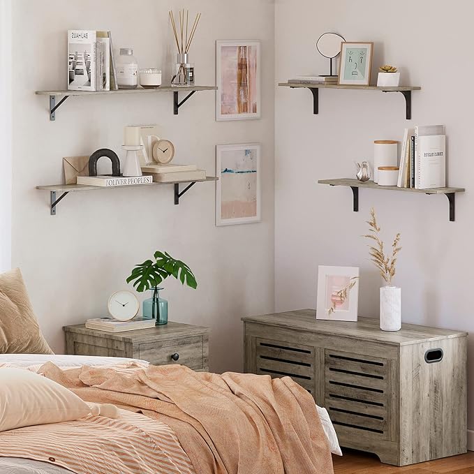 DINZI LVJ Long Shelf, 31.5 Inch Large Wall Mounted Shelves Set of 2, - Image 9