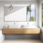 KOCUUY Silver Bathroom Mirror, HD Tempered Glass, Anti-Rust Brushed Silver Frame - Image 2