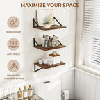 Deep Floating Shelves for Wall, 12 Inch Deep Floating Shelves Set of 3 - Image 4