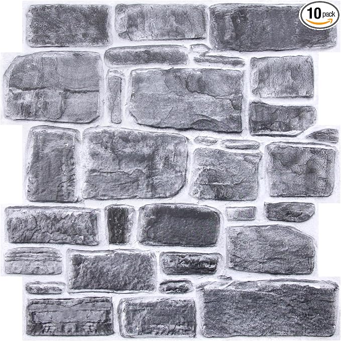 COMSTICKC 3D Faux Stone Wall Panel Peel and Stick Wall Tiles, Ultra-Light Thin by COMSTICKCDECOR