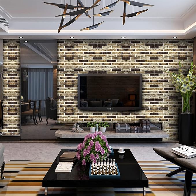 20-Pack 104 Sq.Ft 3D Wall Panels Peel and Stick 3D Faux Brick Wallpaper Peel - Image 2