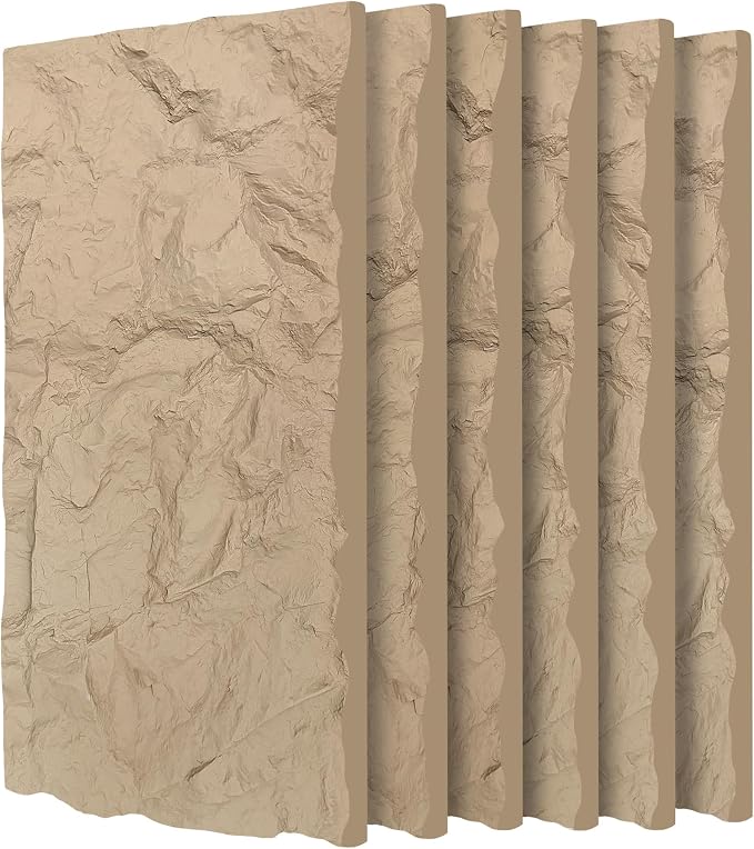 3D Faux Stone Wall Panels, Lightweight & Waterproof Accent Marble Rock Skin by Gahowlen