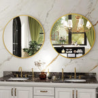 HARRITPURE 24 Inch Round Mirror, Modern Aluminum Alloy Frame Wall Mounted - Image 8