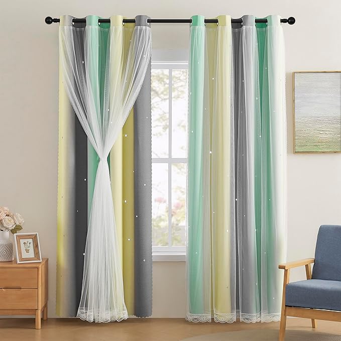 XiDi Yellow Blackout Curtains for Bedroom, Kids Room, Girls Room by Addsomecolortolife