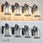 Black 4 Light Fixtures Bathroom Vanity Light Crystal Modern Vanity Over Mirror - Image 4