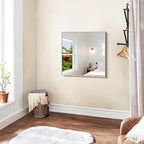 KOCUUY Silver Framed Mirror, HD Tempered Glass, Anti-Rust Frame, Modern Design - Image 5