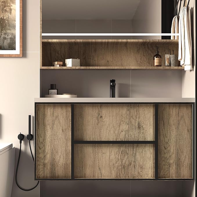 BOMENG 16"x354" Thick Brown Oak Wood Wallpaper Peel and Stick Wood Contact - Image 2