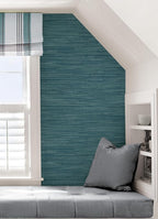 NuWallpaper Steel Blue Grassweave Peel & Stick Wallpaper - Image 5