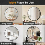 Black Round Mirror 22 Inch, Circle Wall Mirrors - Image 6
