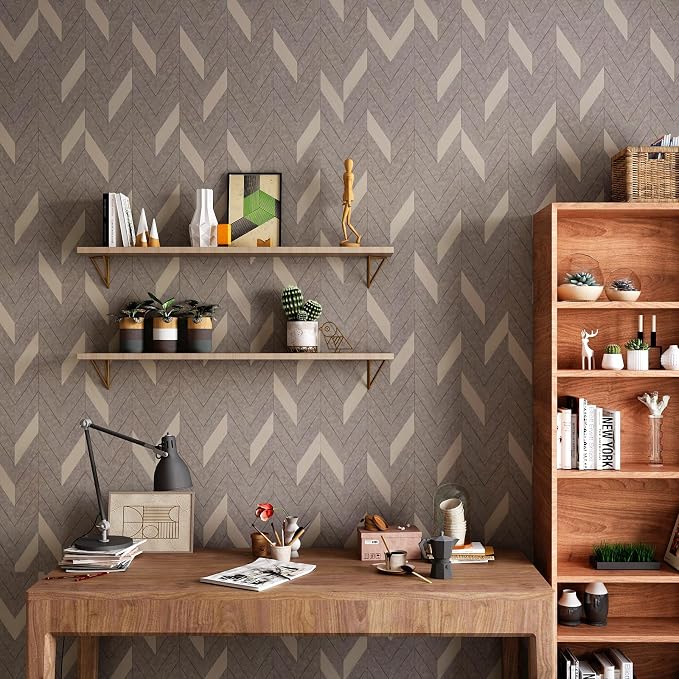 BOMENG Herringbone Peel & Stick Wallpaper - Image 5