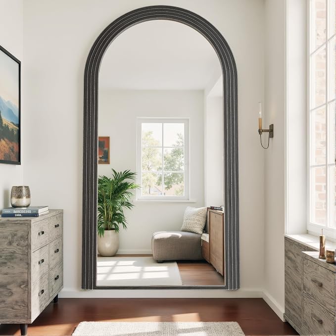 Antok Full Length Mirror 82"×44" Floor Mirror Standing Tall Mirror, Arched - Image 3