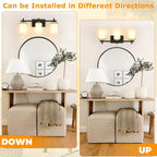 3-Lights Black and Gold Bathroom Lighting Fixtures Over Mirror, Anti-Rust - Image 4