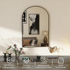 DUMOS Black Metal Arch Vanity Rounded Rectangle Bathroom Mirrors - Image 2