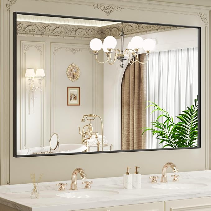 LOAAO Black Bathroom Mirror 72"X40" by LOAAO