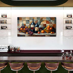 AIYISU Abstract Kitchen Wall Art Geometric Wall Decor Red Wine Glass Fruits - Image 2