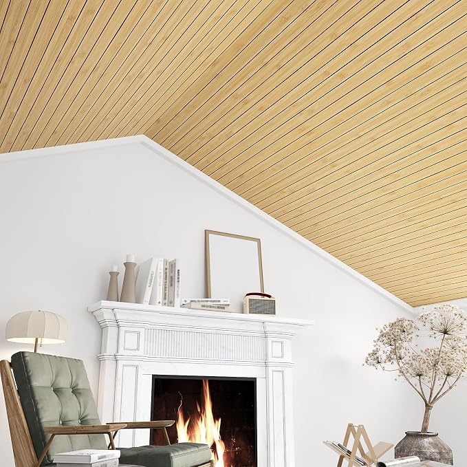 VEELIKE Natural Bamboo Slat Wall Panels Peel and Stick Wood Panels - Image 6