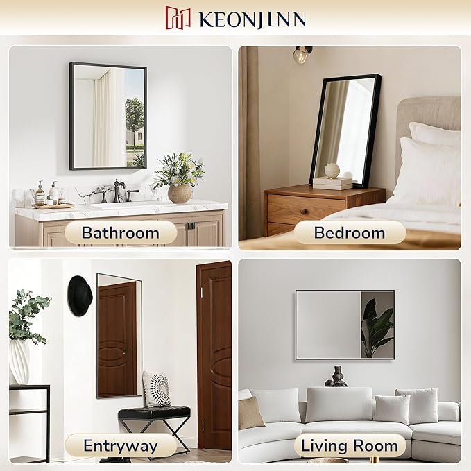 Keonjinn 24 x 30 Inch Black Bathroom Mirrors - Image 6