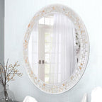 Mosaic Mirrors for Wall 30 Inch, Natural Mother of Pearl Inlay White Framed - Image 4