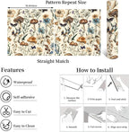 Froluya Mushroom Wallpaper Peel and Stick Vintage Floral Contact Paper 16.9" x - Image 5