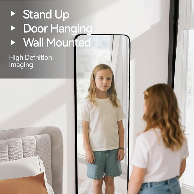SCWF-GZ 57x20 Door Hanging Full Length Mirror, Floor or Wall Mounted Metal - Image 5