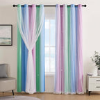 XiDi Curtains for Bedroom Decor, Rainbow Green PurpleBlue52/90/1 by Addsomecolortolife