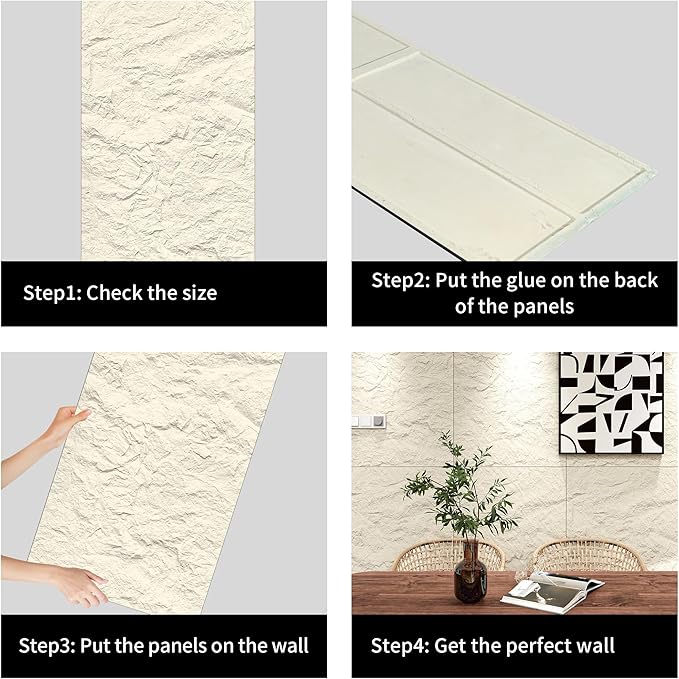 4-Pack 3D PU Stone Wall Panels for Interior Decor - Image 5