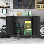 Metal Storage Cabinet with Wheels, Lockable Garage Storage Cabinet with Doors - Image 2