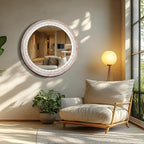 Reflinto 24 Inch Boho Wooden Round Mirror - Image 6