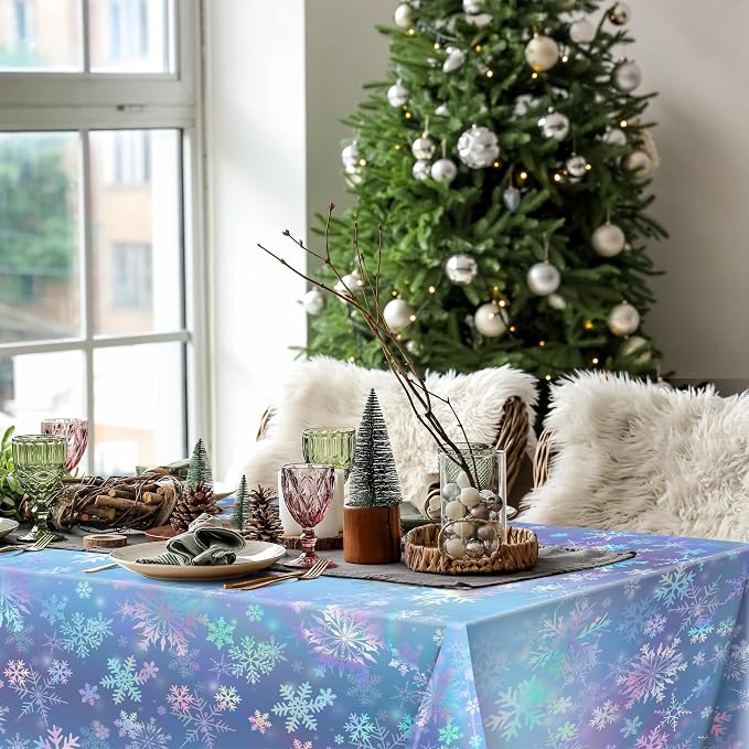 Kochorie 100 Ft x 54 Inch Iridescent Winter Snowflake Tablecloth Roll - Image 6