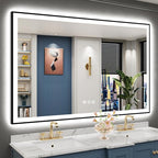 60x40 Black Framed LED Bathroom Mirror by Awandee