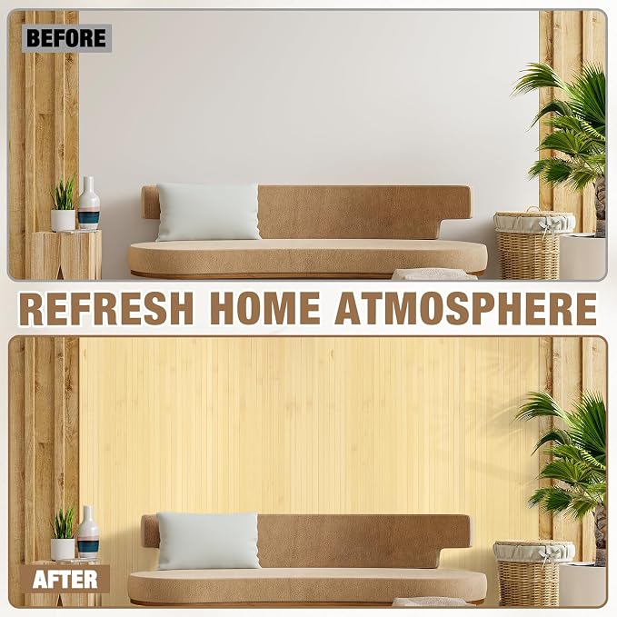 Natural Bamboo Wall Panel Covering Roll, Flexible Pole Wrap Wainscoting - Image 5