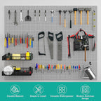 Peg Board, 4 Pack Metal Pegboard Panels Grey Pegboards Wall Organizer - Image 3