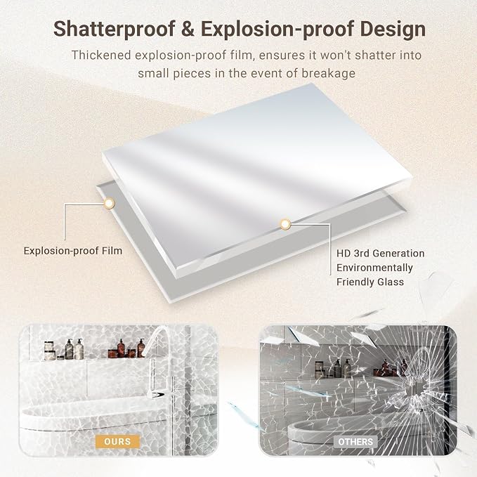 Silver Bathroom Mirror, 22x30 Inch Beveled Rectangle Wall Mounted Mirror - Image 8
