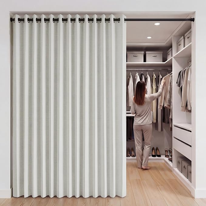 RYB HOME Accordion Style Room Divider Curtain-100% Blackout Folding Accordion - Image 8