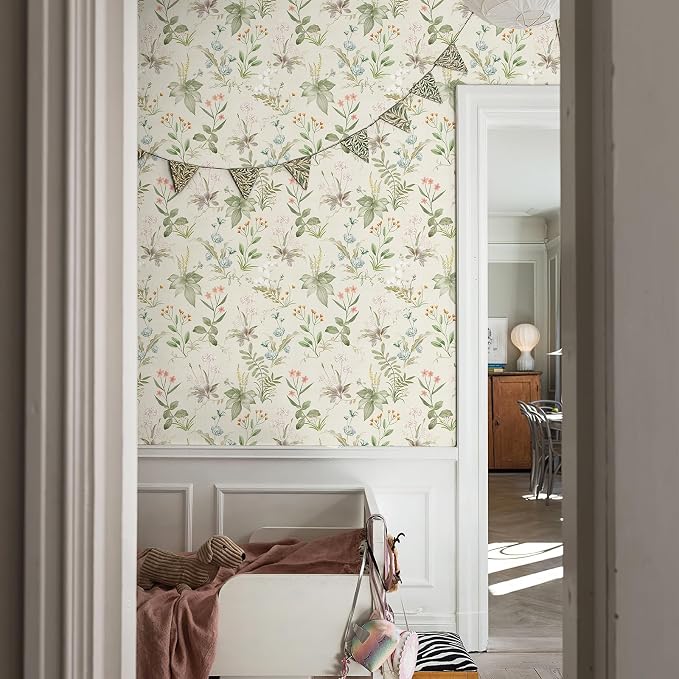 Simon&Siff Vintage Wallpaper Peel and Stick Beige Floral Contact Paper - Image 5