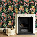 JiffDiff Dark Floral Peel and Stick Wallpaper 236.22" L x 17.7" W Black - Image 3