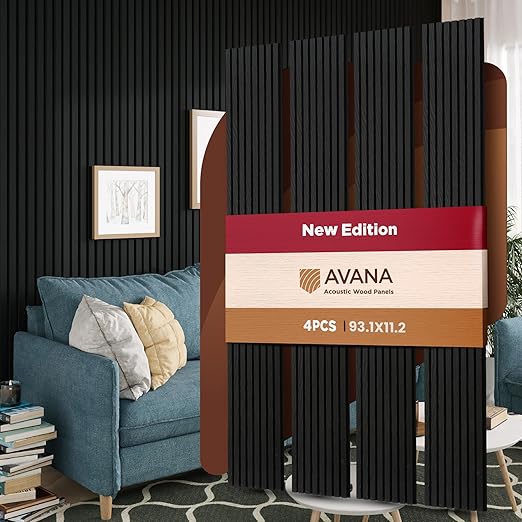 Avana Acoustic Wood Wall Panels – 94.4 X 12.6 Inch Black Oak Acoustic Panels 4 by AvanaHome
