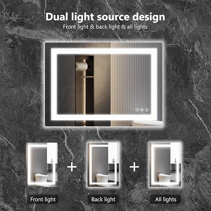 NEWBULIG 28X20 Inch LED Bathroom Wall Mirror - Image 6