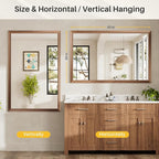 55x36 Inch Bathroom Mirror for Wall, Anti-Rust Walnut Wood Grain Metal Framed - Image 7