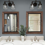 YOSHOOT Rustic Wooden Framed Wall Mirror, Natural Wood and Iron Bathroom Vanity - Image 5