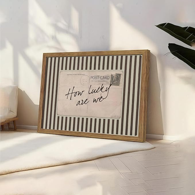 Framed How Lucky Are We Wall Art, Vintage Preppy Inspirational Canvas Wall - Image 2