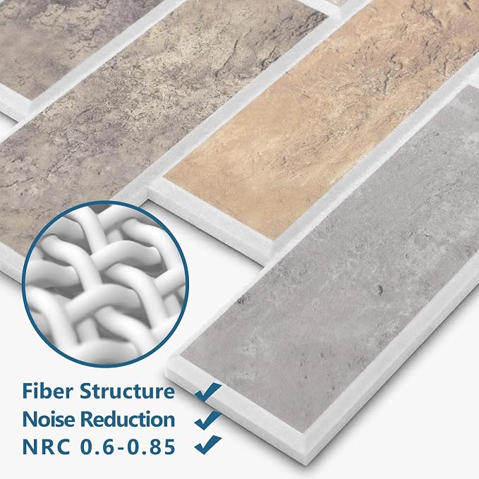 16-Pack 3D Faux Brick Acoustic Wall Panels, 11.8" x 11.8" PET Soundproof & - Image 3