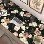 Pink White Rose Peony Wallpaper Peel and Stick Black Floral 17.5in x 393in - Image 5