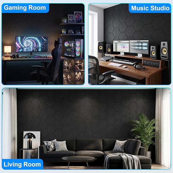 18 Pack Hexagon Acoustic Panels, Self-Adhesive Sound Deadening Panels, Sound - Image 7