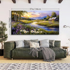 SERIMINO Large Wall Art for Living Room, River Landscape Wall Art, Meadow - Image 4