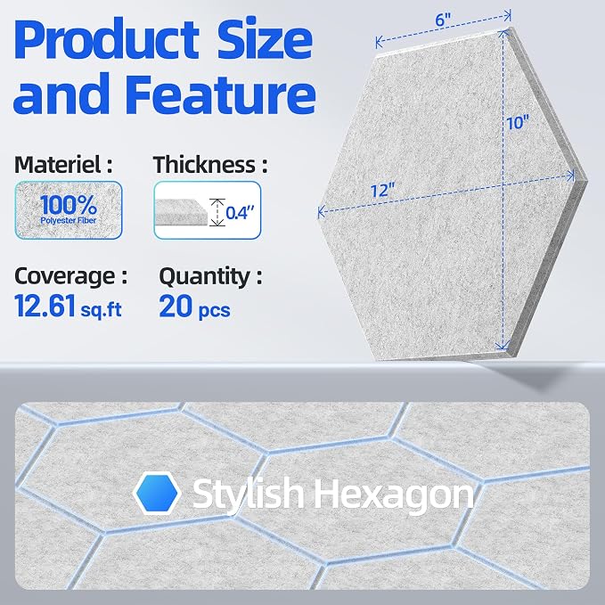20 Pack Hexagon Acoustic Panels - Image 5