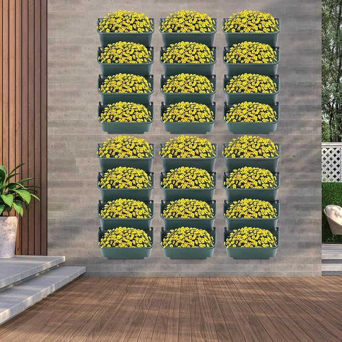 Vertical Wall Planter with 24 Plastic Pots, Wall-Mounted Garden Planter - Image 5