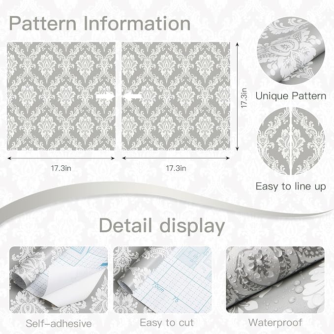 Peel and Stick Wallpaper Grey and White Contact Paper - Image 7